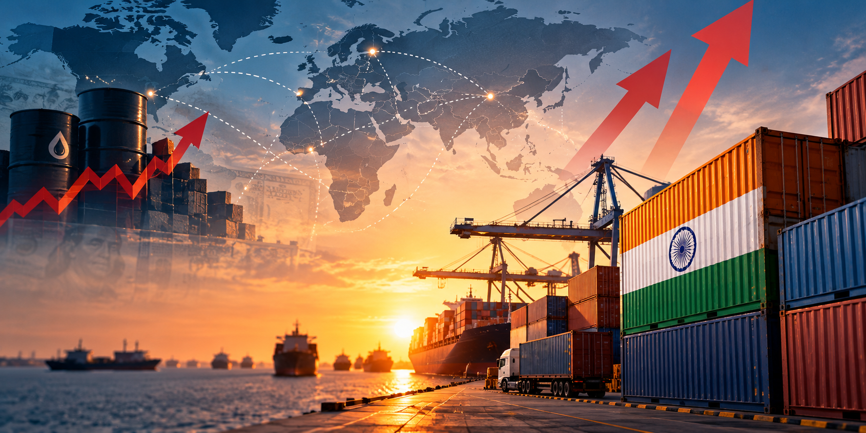 Global trade uncertainty, rising business costs, and geopolitical risks affecting Indian businesses and supply chains.